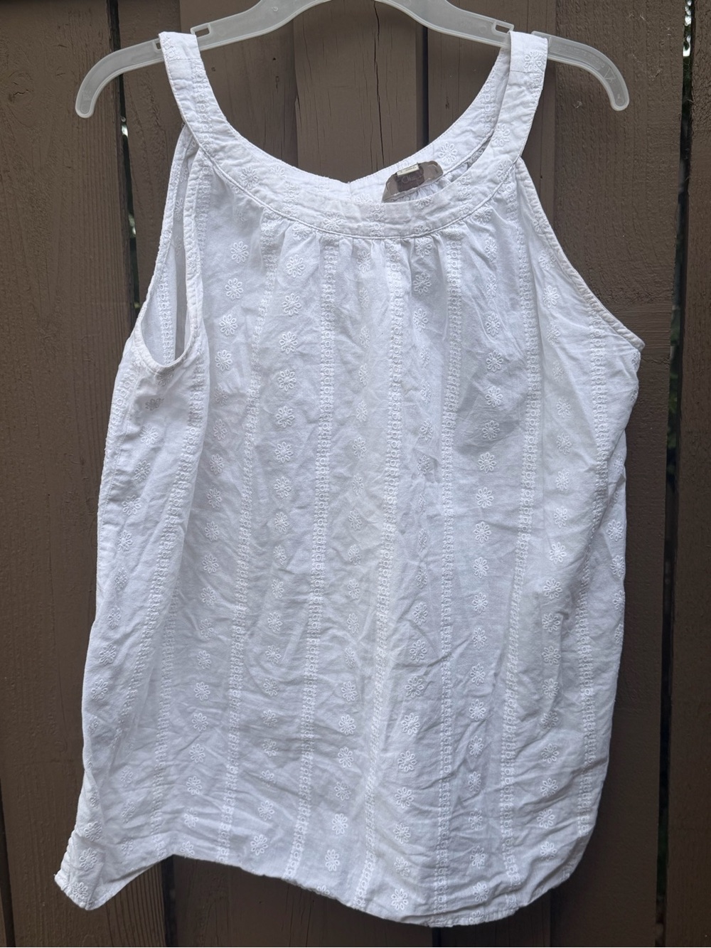 LOFT White Embroidered Sleeveless Camisole